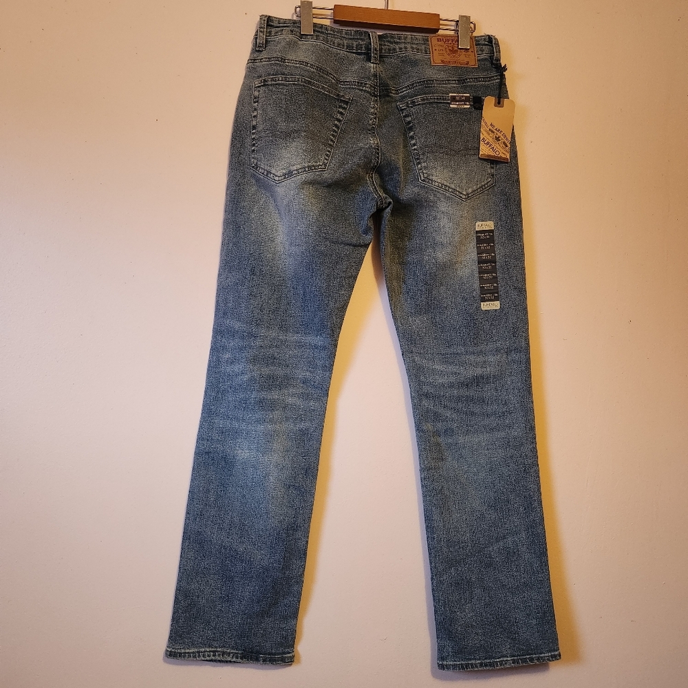 NWT Buffalo David Bitton Straight Six Sanded Blue Jeans 32x32 Mens Stretch Denim - Picture 3 of 16